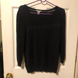 H&M black lace sweater 3/4 sleeve L